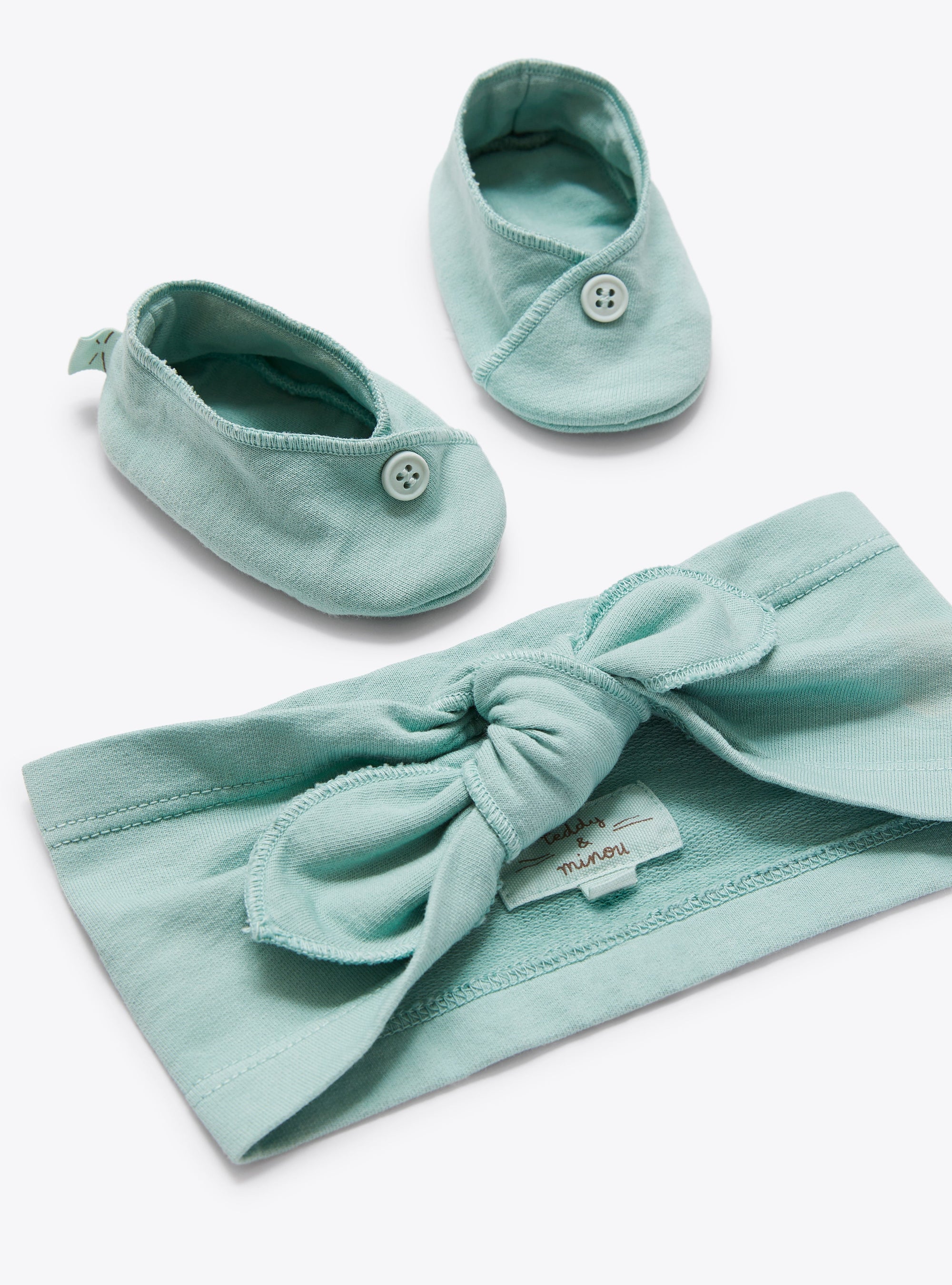 Set fascetta e scarpine in cotone organico