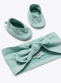 Set fascetta e scarpine in cotone organico
