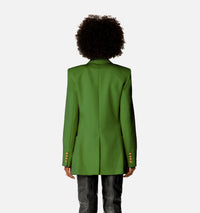 Blazer long croisé en laine - Evergreen