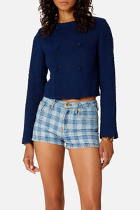 Veste courte croisée en laine - Nautic Blue