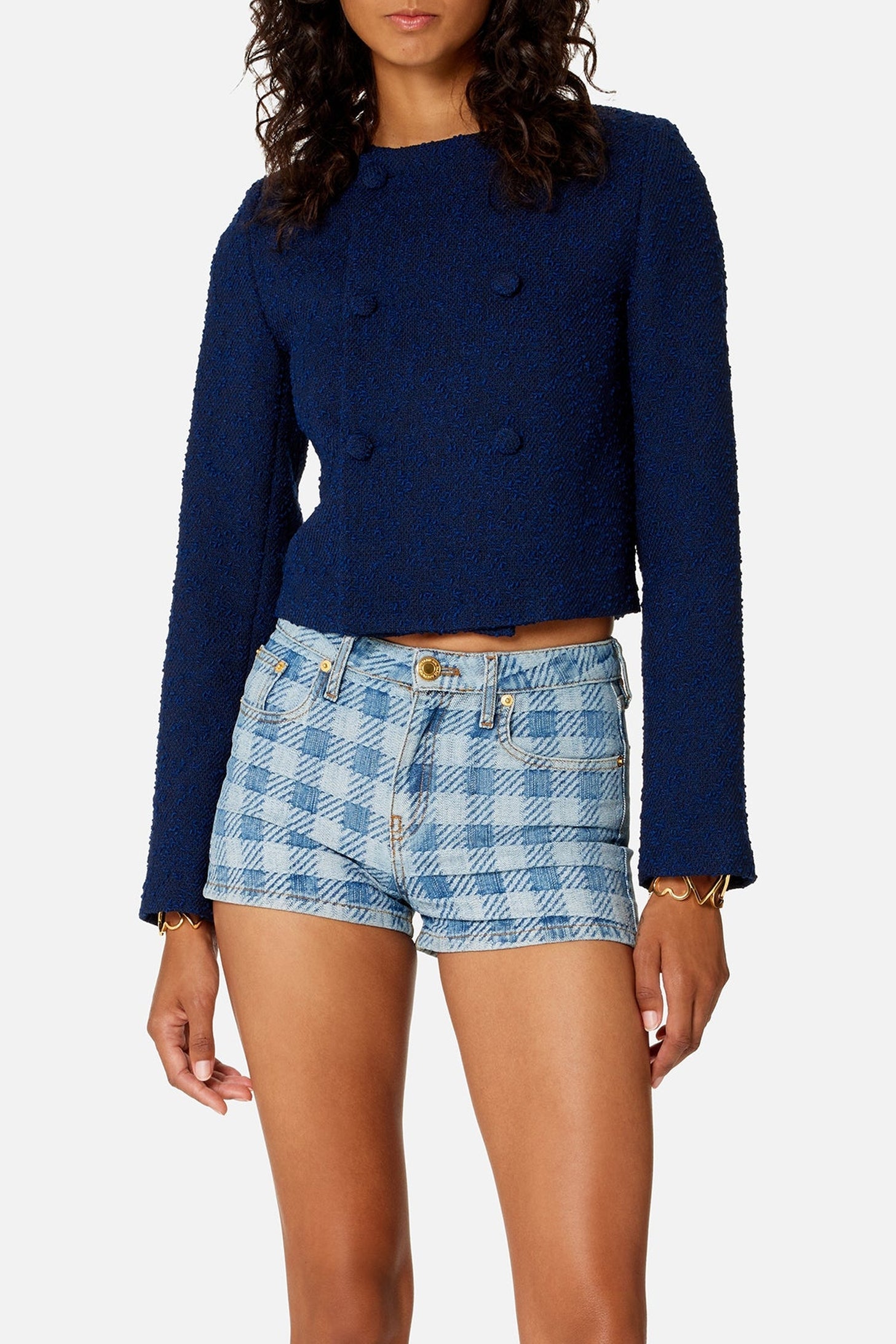 Veste courte croisée en laine - Nautic Blue