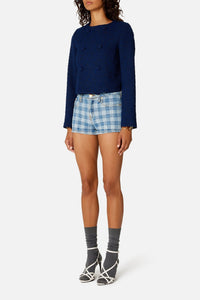 Veste courte croisée en laine - Nautic Blue