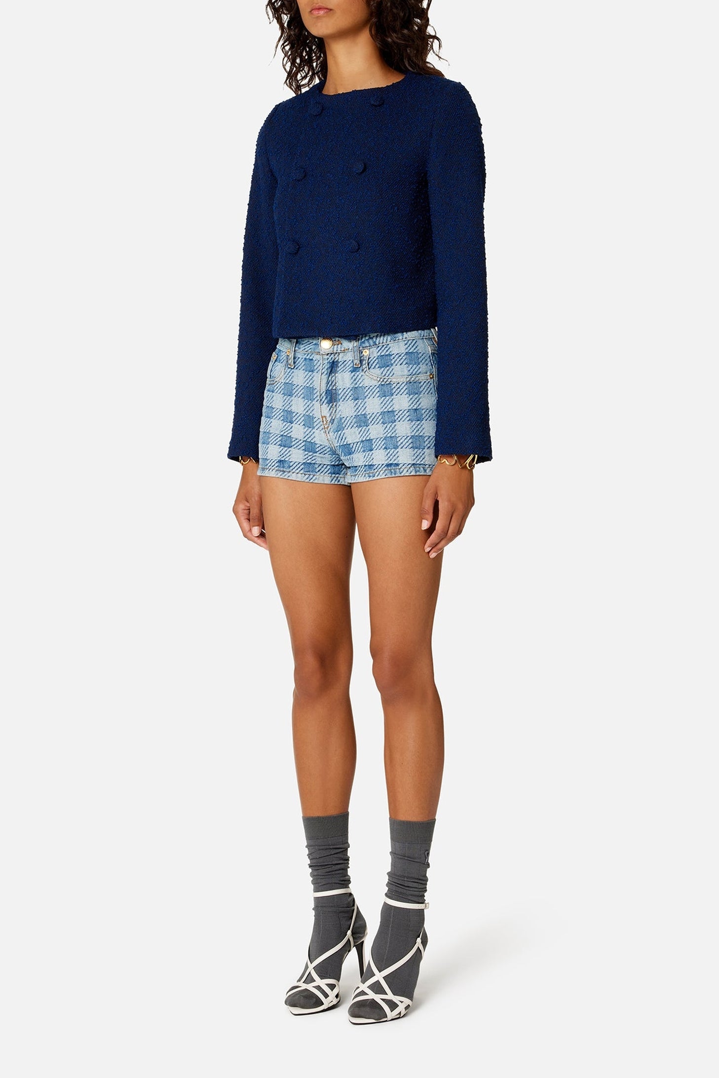 Veste courte croisée en laine - Nautic Blue