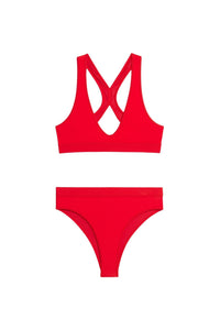 Maillot deux pièces à dos croisé - Scarlet Red