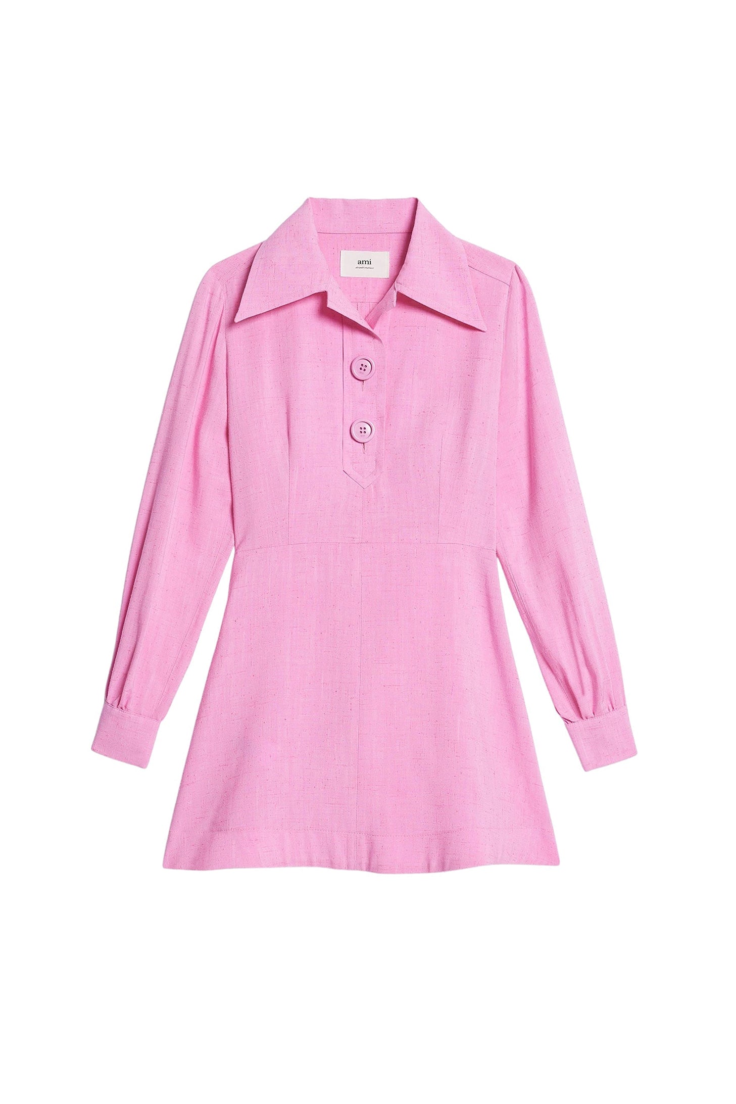 Short dress with button-down collar - Candy Pink