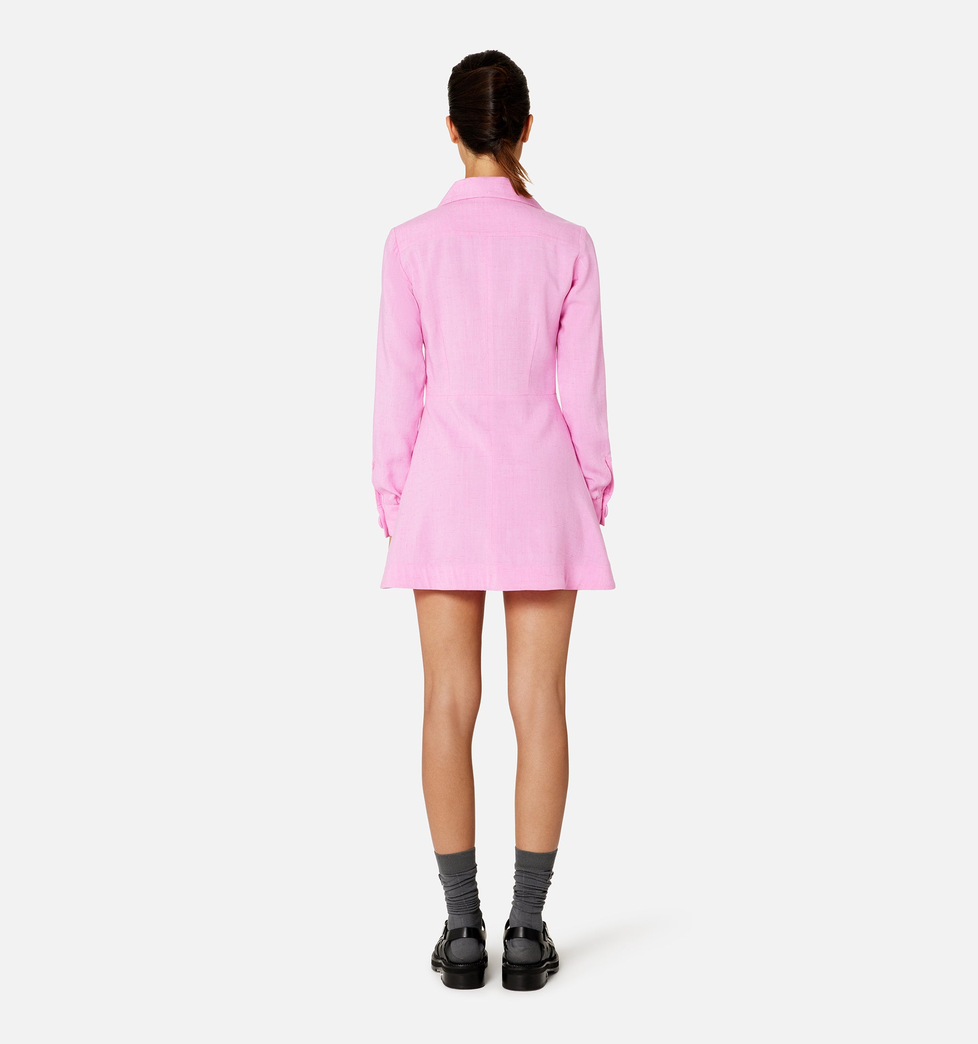 Short dress with button-down collar - Candy Pink