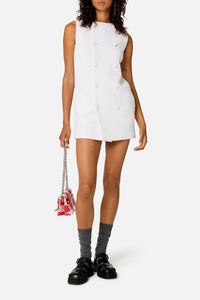 Robe courte croisée en laine - Natural White