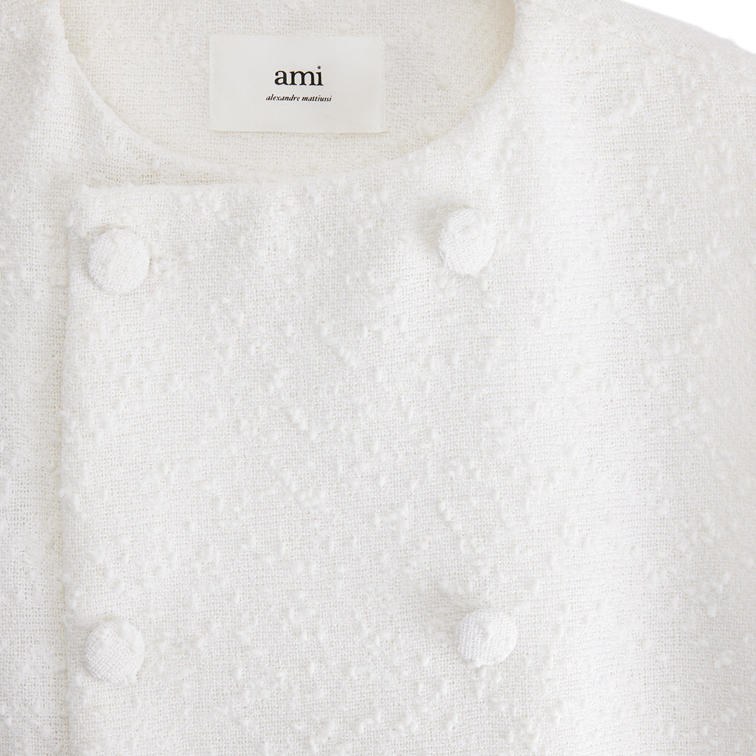 Robe courte croisée en laine - Natural White