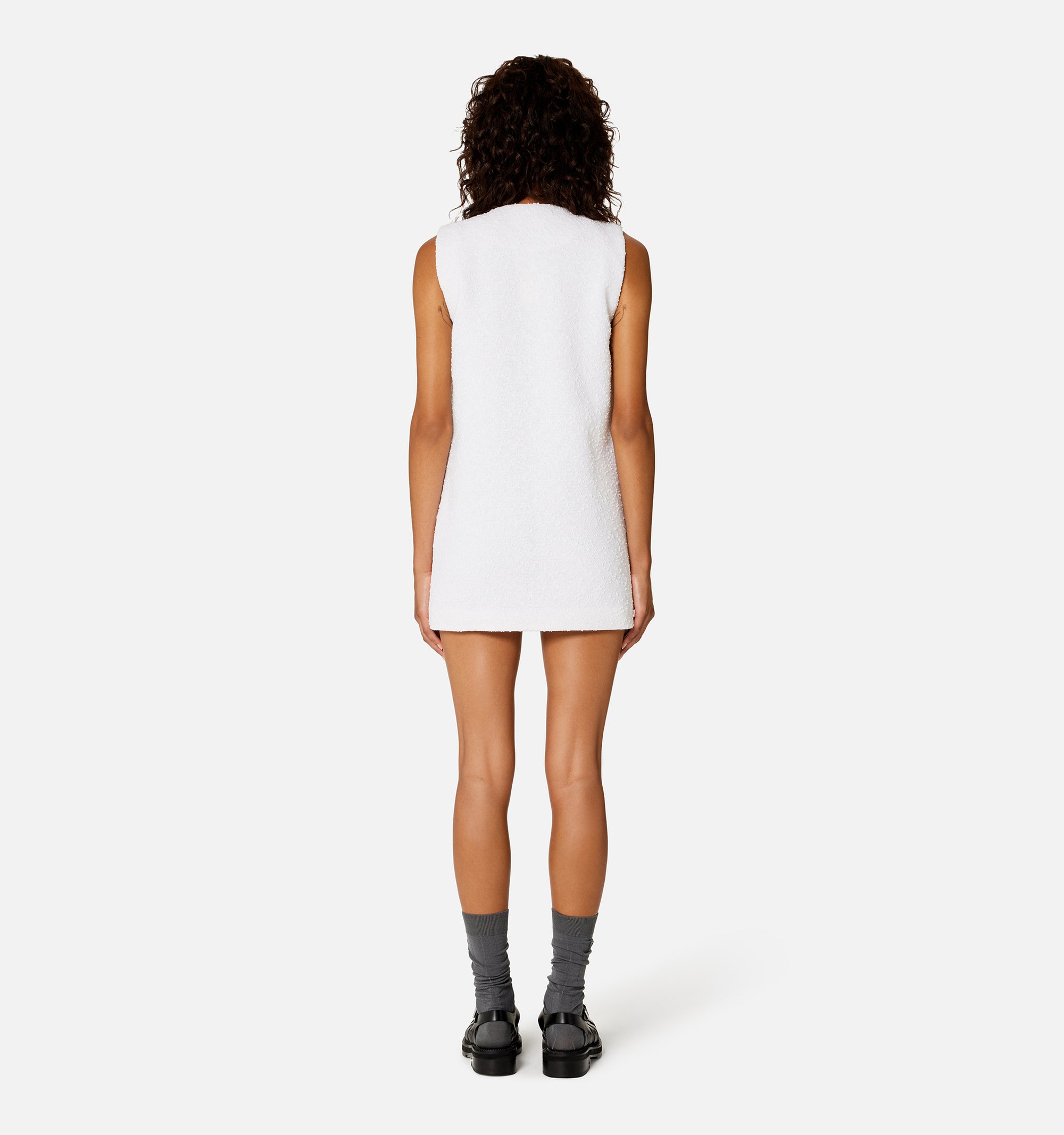Robe courte croisée en laine - Natural White