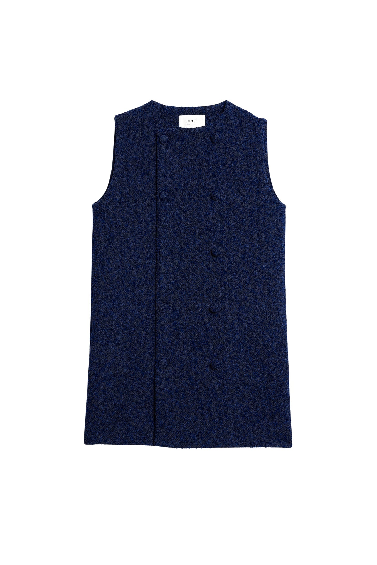 Robe courte croisée en laine - Nautic Blue