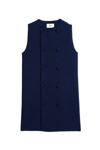 Robe courte croisée en laine - Nautic Blue