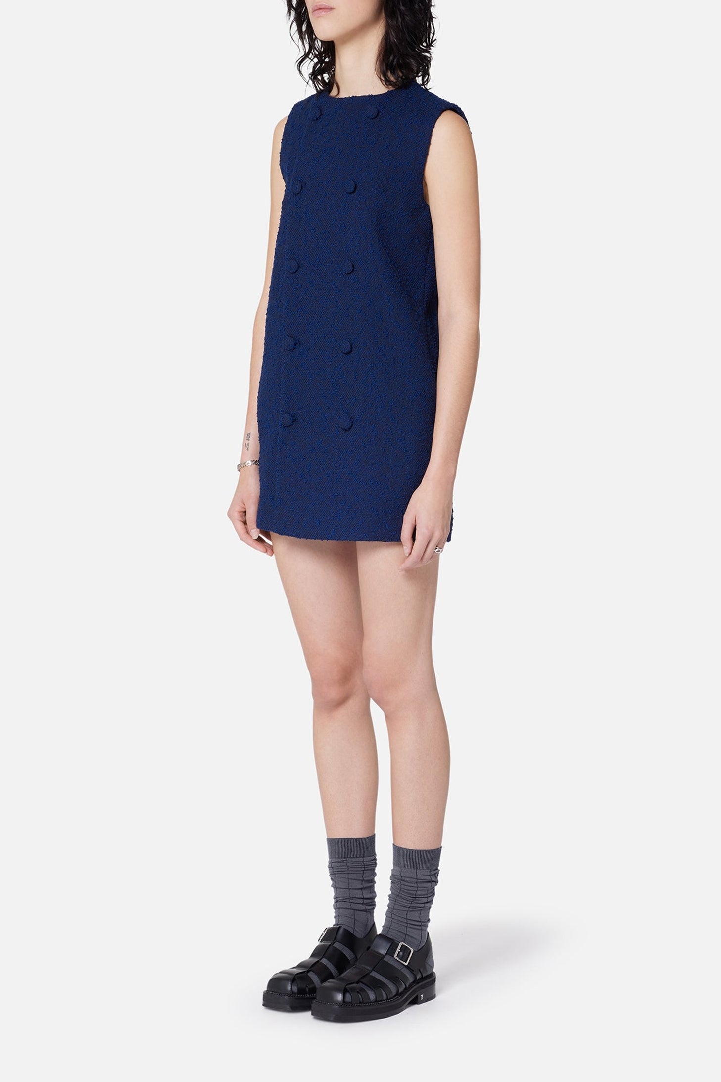 Robe courte croisée en laine - Nautic Blue