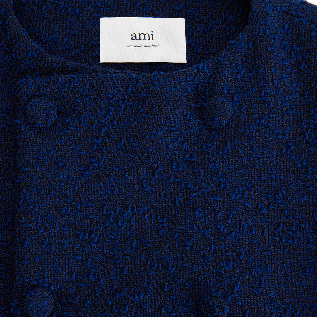 Robe courte croisée en laine - Nautic Blue