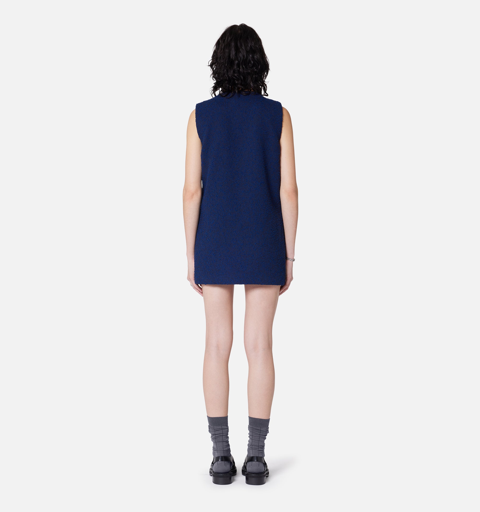 Robe courte croisée en laine - Nautic Blue