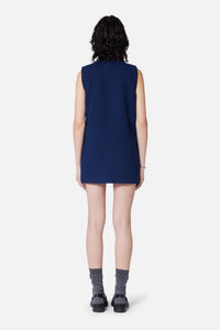 Robe courte croisée en laine - Nautic Blue