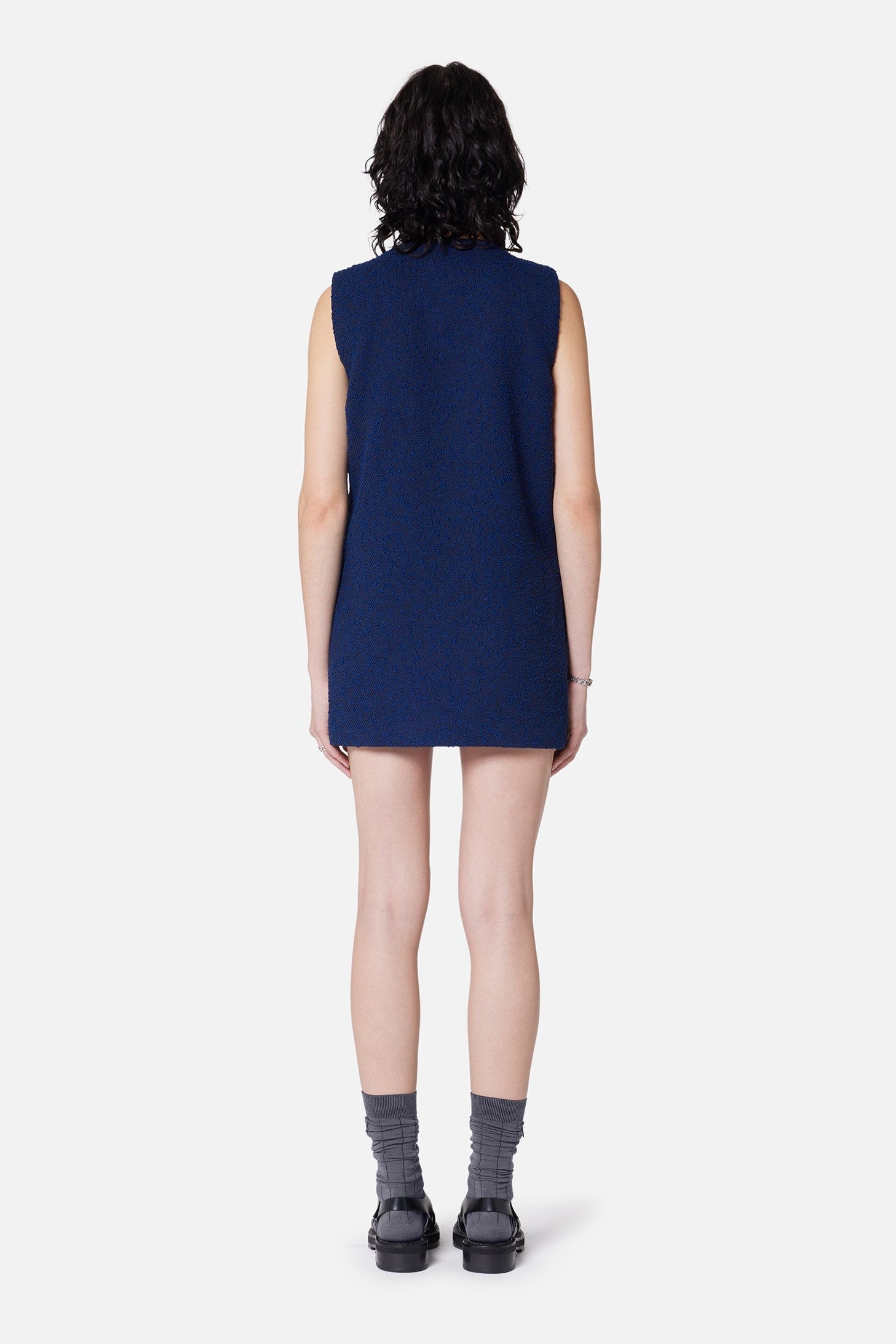 Robe courte croisée en laine - Nautic Blue