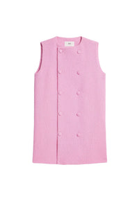 Robe courte croisée en laine - Candy Pink