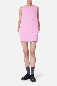 Robe courte croisée en laine - Candy Pink