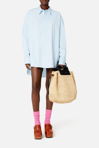 Short asymmetric shirt dress - Sky Blue
