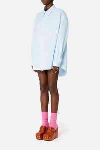 Short asymmetric shirt dress - Sky Blue
