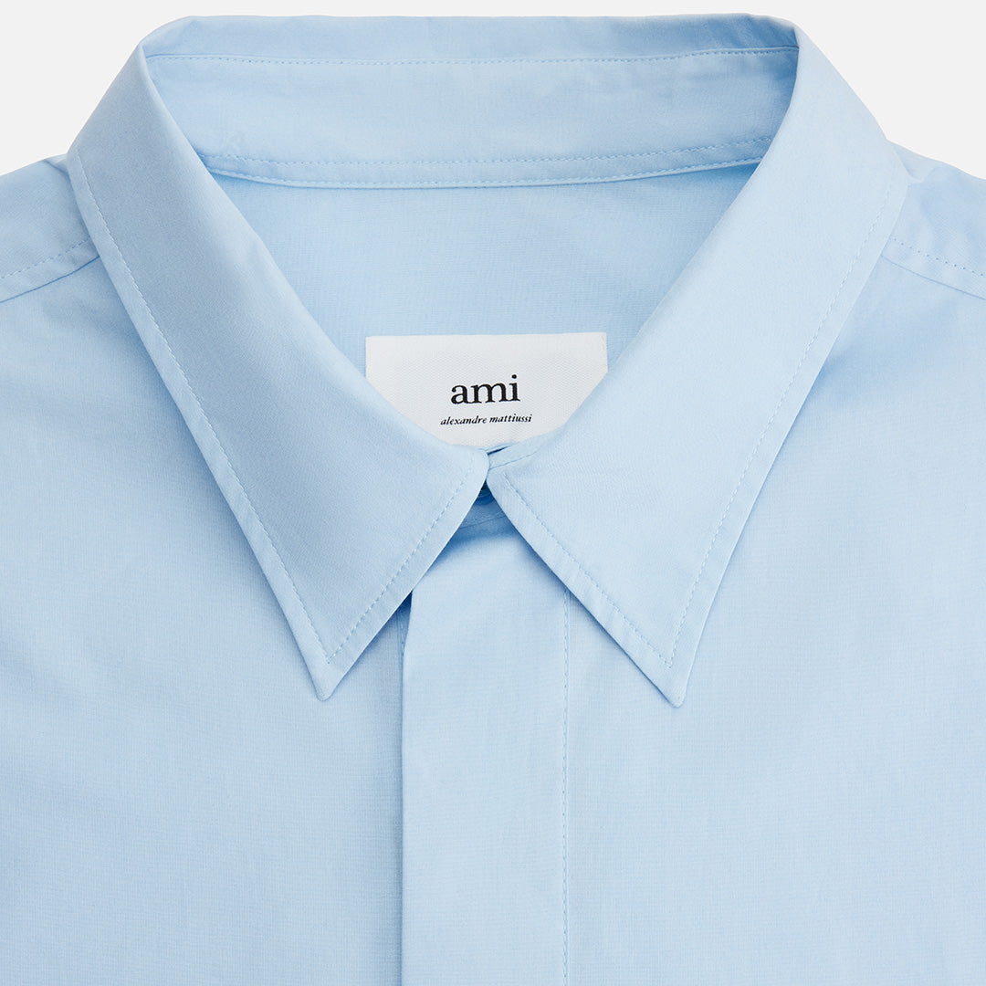 Short asymmetric shirt dress - Sky Blue