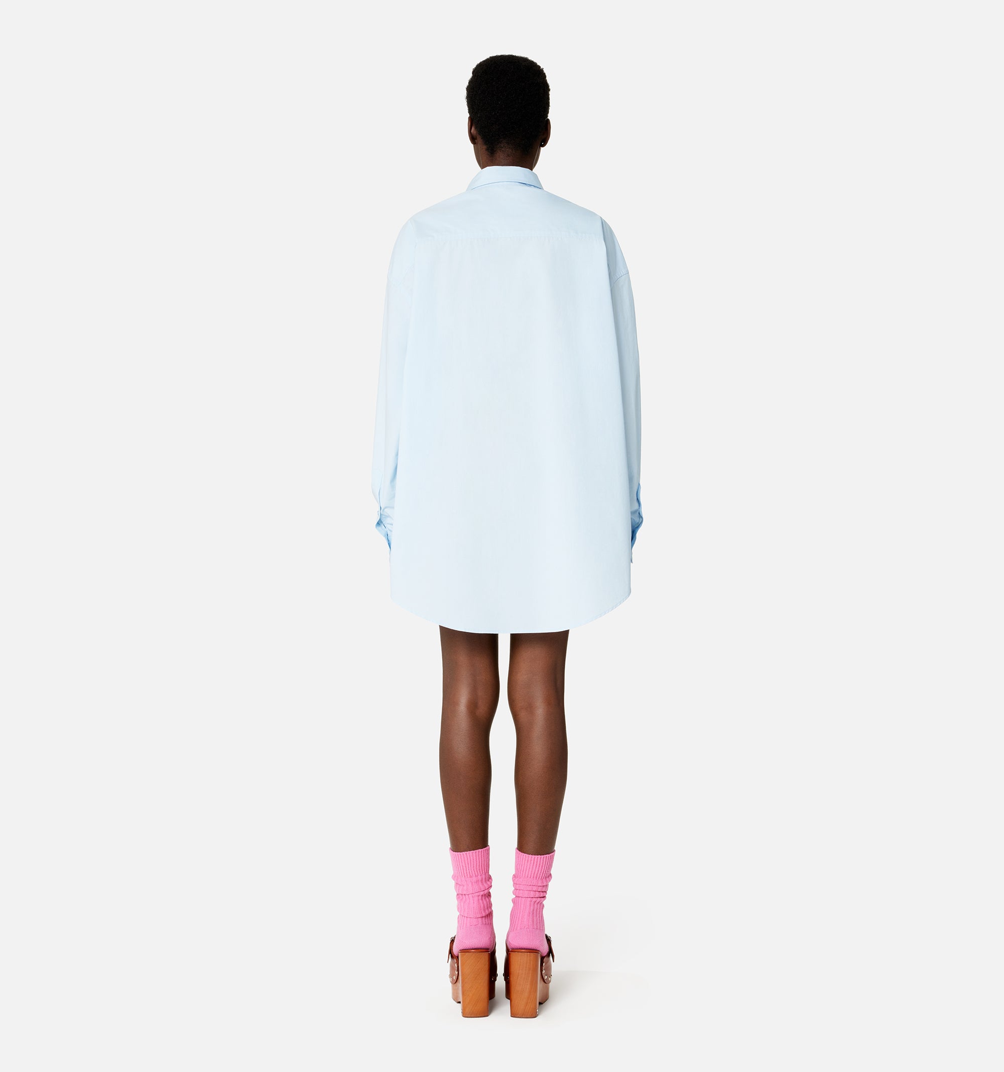 Short asymmetric shirt dress - Sky Blue