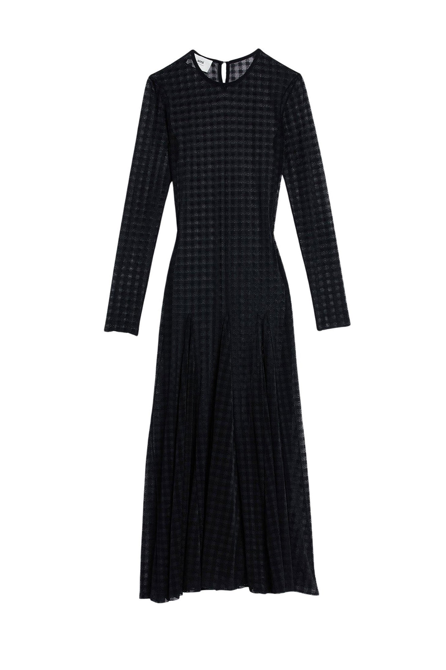 Robe midi à motif vichy en dentelle - Black