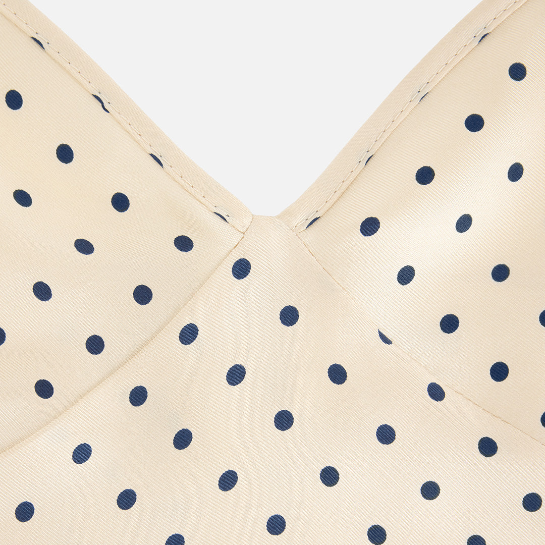 Robe midi à pois en soie - Vanilla & Nautic Blue