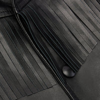 Veste boutonnée à franges en cuir - Black