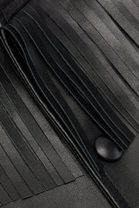 Veste boutonnée à franges en cuir - Black