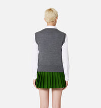 Pull sans manches à motif argyle en laine - Heather Grey & Navy & Green