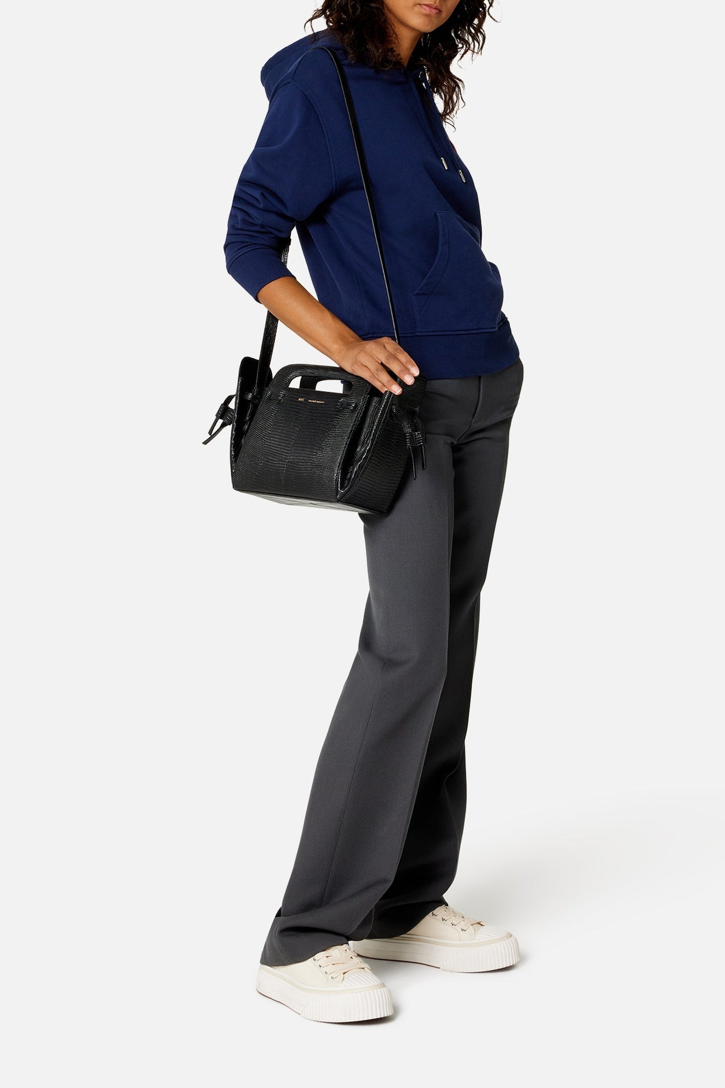 Petit sac à bandoulière Accordéon en cuir - Black
