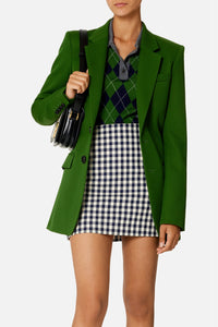 Polo à manches longues et motif argyle en laine - Heather Grey & Navy & Green