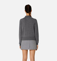 Polo à manches longues et motif argyle en laine - Heather Grey & Navy & Green