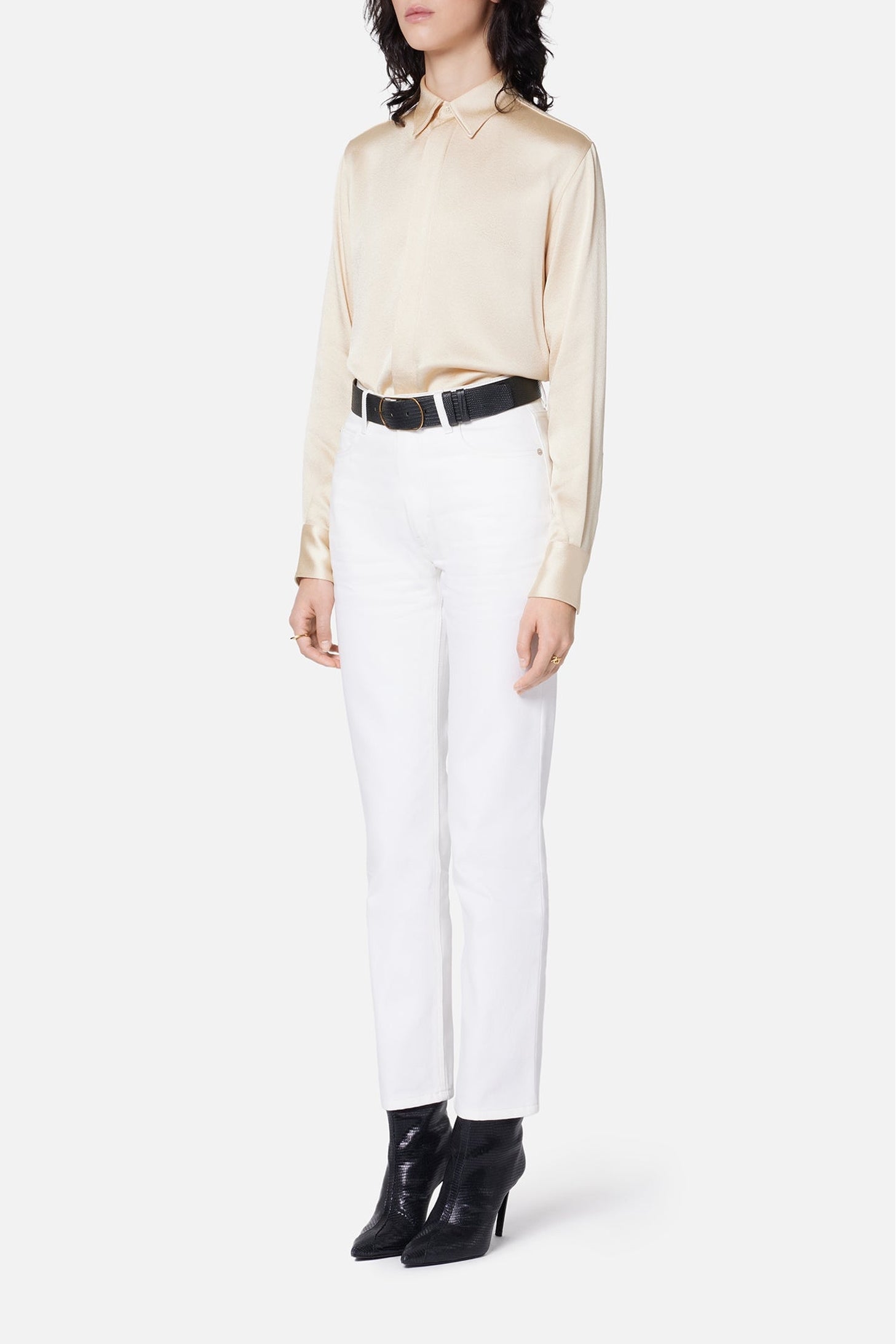 Chemise boutonnée en soie mélangée - Vanilla