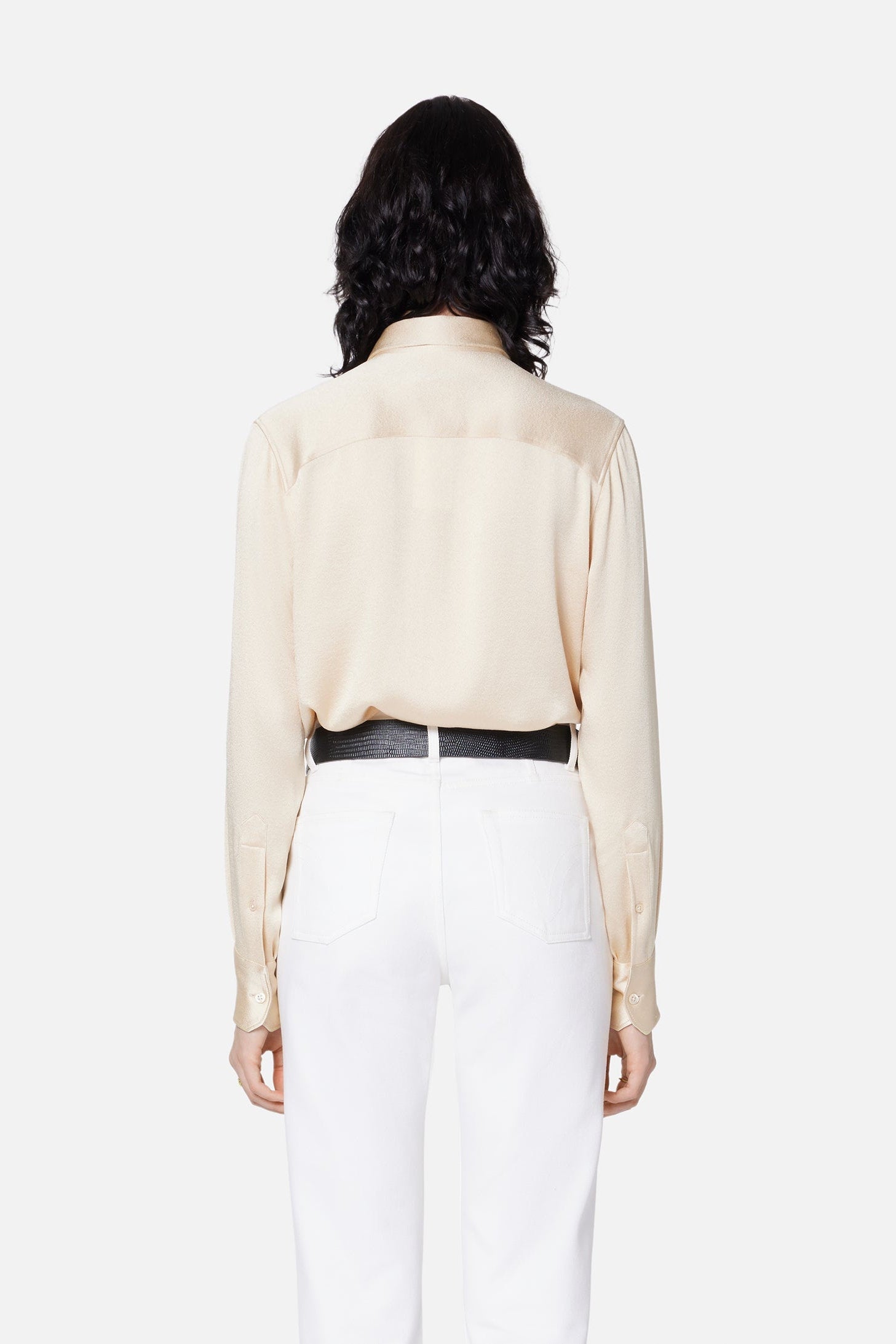 Chemise boutonnée en soie mélangée - Vanilla