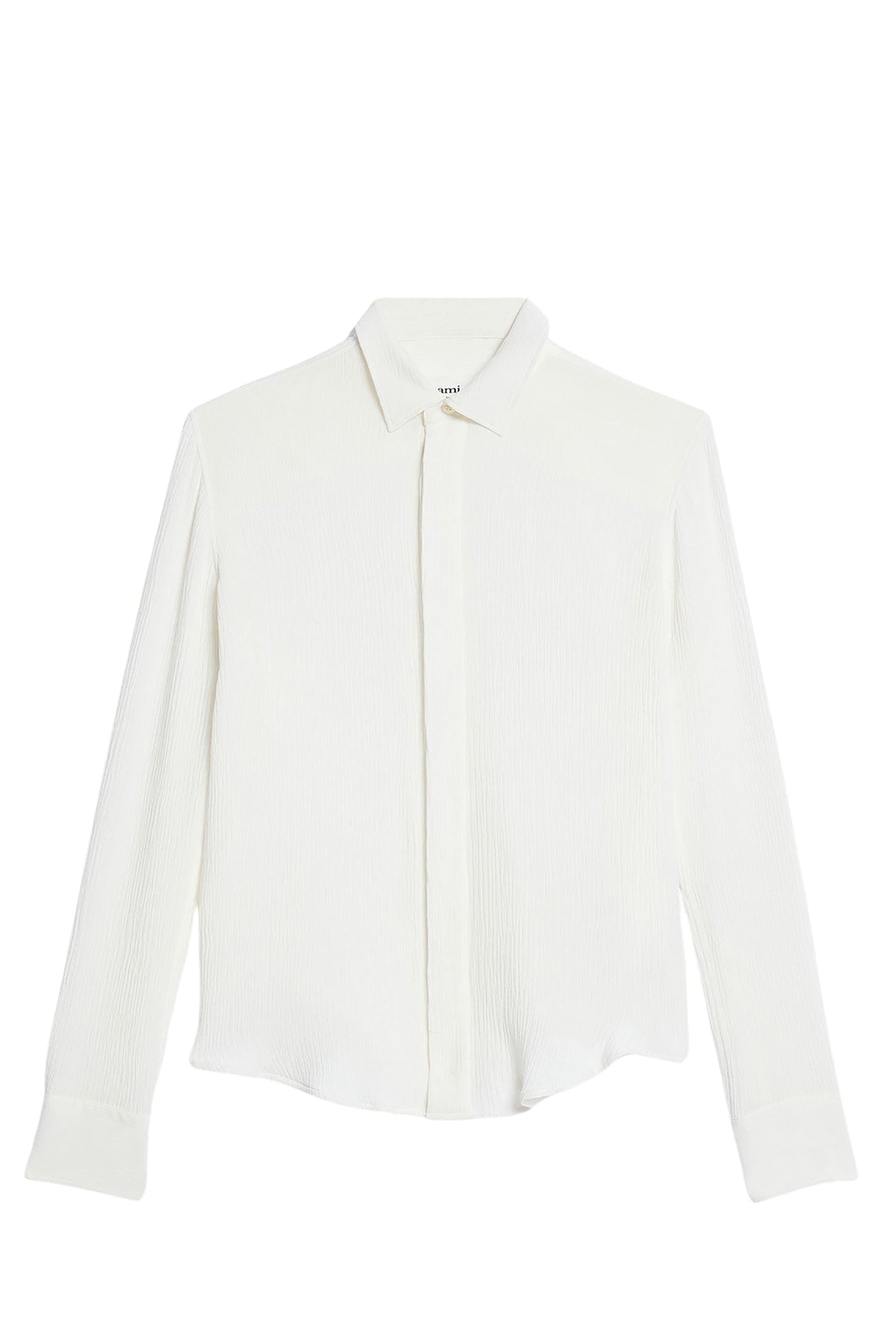 Chemise ajustée à poignets boutonnés en soie - Natural White