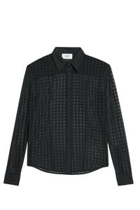 Chemise à motif vichy en dentelle - Black