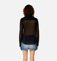 Chemise à motif vichy en dentelle - Black