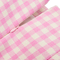 Jupe courte à motif vichy en laine mélangée - Candy Pink & Natural White