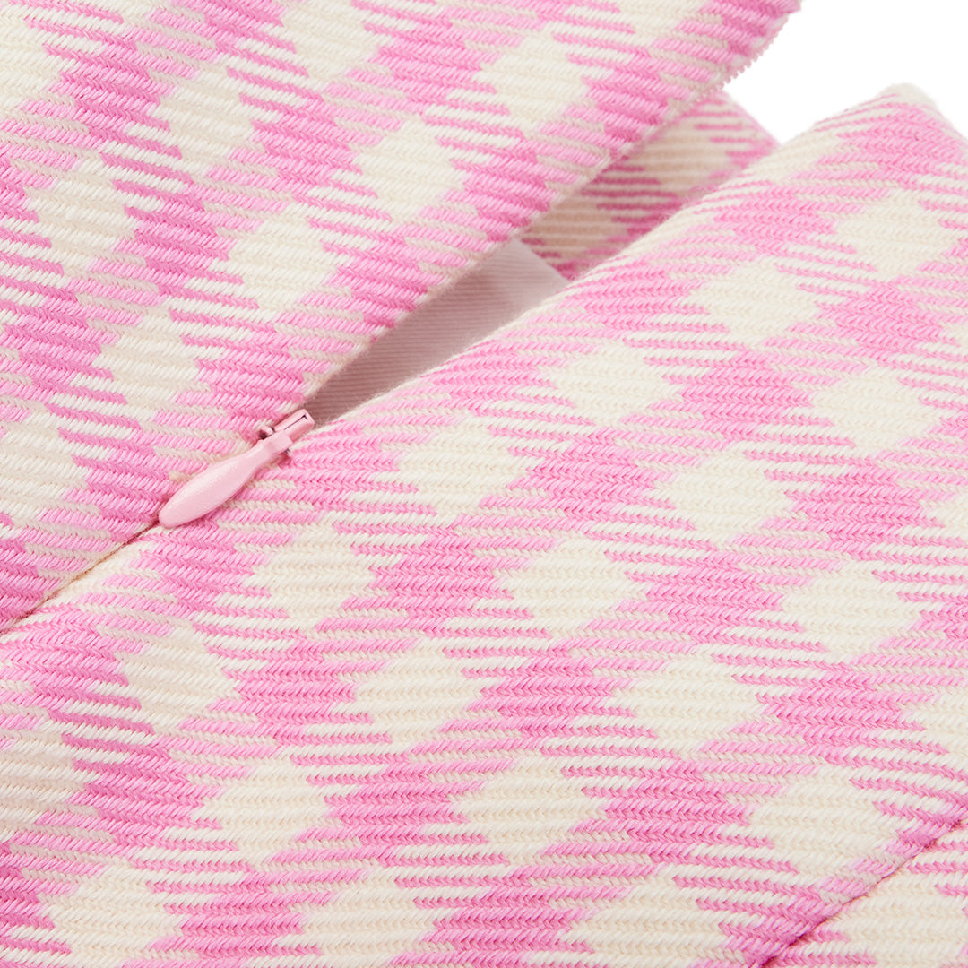 Jupe courte à motif vichy en laine mélangée - Candy Pink & Natural White