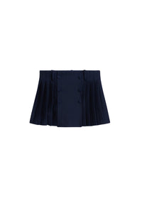 Jupe courte plissée en laine - Nautic Blue