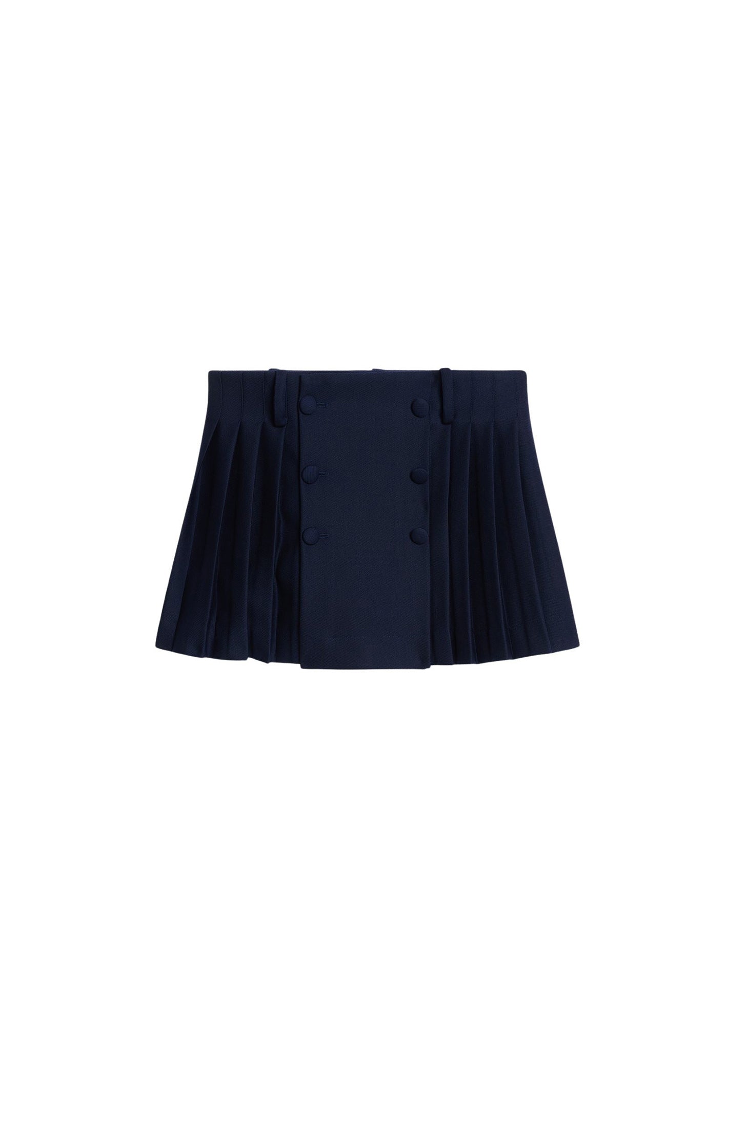 Jupe courte plissée en laine - Nautic Blue