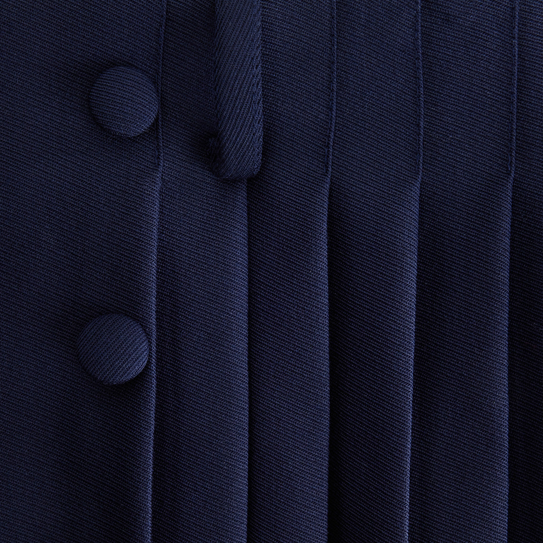 Jupe courte plissée en laine - Nautic Blue