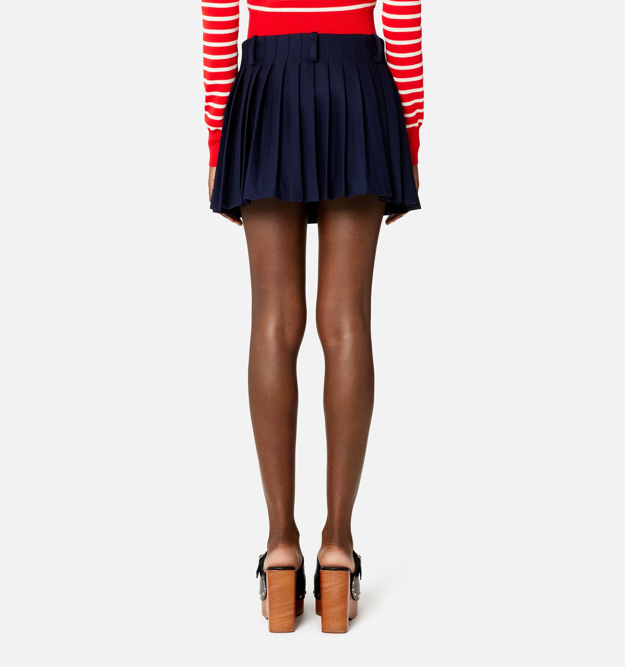 Jupe courte plissée en laine - Nautic Blue