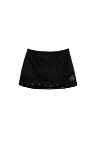 Short skirt embroidered with wool sequins - Black