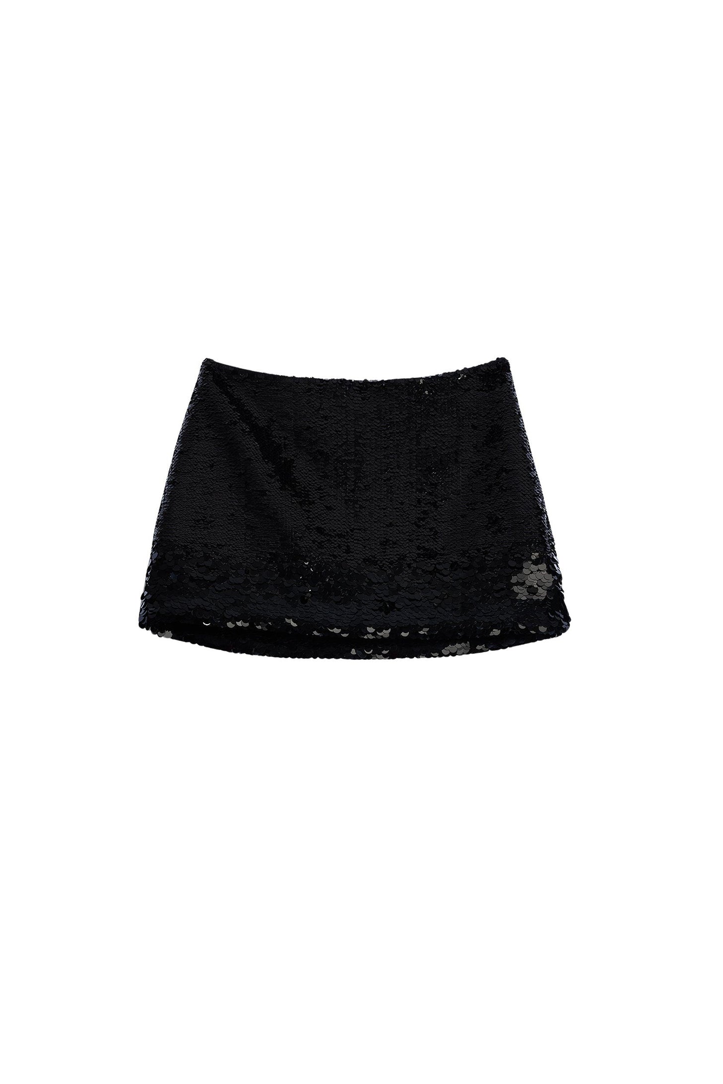 Short skirt embroidered with wool sequins - Black
