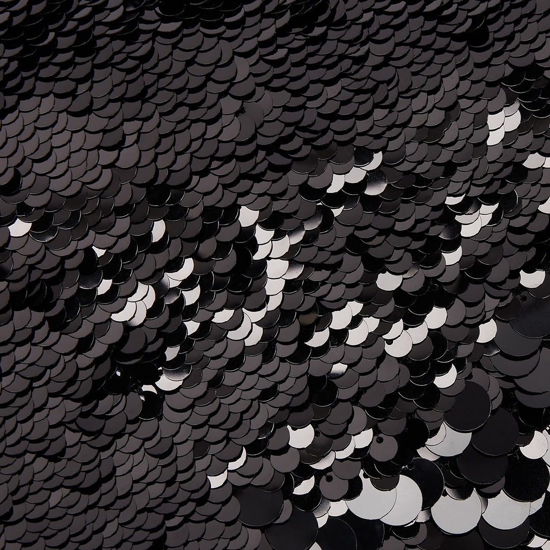 Short skirt embroidered with wool sequins - Black