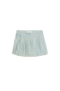 Jupe courte plissée en denim - Bleached Blue