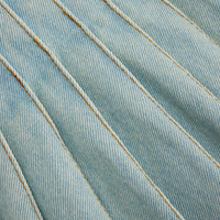 Jupe courte plissée en denim - Bleached Blue